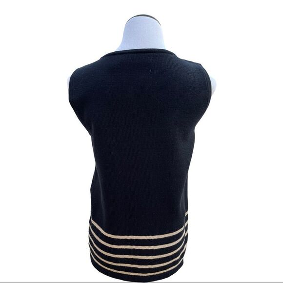 Liz Claiborne Black Tan Sweater Size M Knit Vest - Picture 3 of 8
